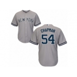 Women's Majestic New York Yankees #54 Aroldis Chapman Replica Grey Road MLB Jersey