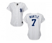 Women's Majestic New York Yankees #7 Mickey Mantle Replica White Black Strip MLB Jersey