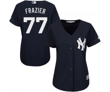 Women's Majestic New York Yankees #77 Clint Frazier Authentic Navy Blue Alternate MLB Jersey