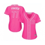 Women's Majestic New York Yankees #77 Clint Frazier Authentic Pink Fashion Cool Base MLB Jersey