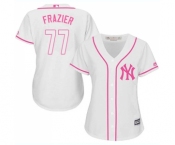 Women's Majestic New York Yankees #77 Clint Frazier Authentic White Fashion Cool Base MLB Jersey