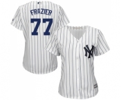 Women's Majestic New York Yankees #77 Clint Frazier Authentic White Home MLB Jersey