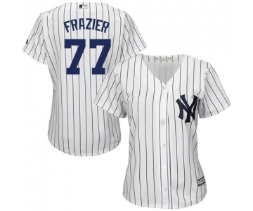 Women's Majestic New York Yankees #77 Clint Frazier Authentic White Home MLB Jersey