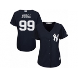 Women's Majestic New York Yankees #99 Aaron Judge Authentic Navy Blue Alternate MLB Jersey