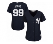 Women's Majestic New York Yankees #99 Aaron Judge Authentic Navy Blue Alternate MLB Jersey