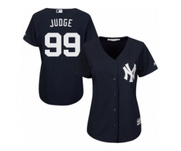 Women's Majestic New York Yankees #99 Aaron Judge Authentic Navy Blue Alternate MLB Jersey