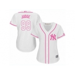 Women's Majestic New York Yankees #99 Aaron Judge Replica White Fashion Cool Base MLB Jersey