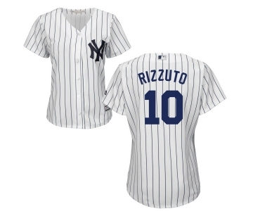 Women's New York Yankees #10 Phil Rizzuto Authentic White Home Baseball Jersey