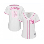 Women's New York Yankees #12 Troy Tulowitzki Authentic White Fashion Cool Base Baseball Jersey