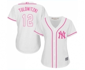 Women's New York Yankees #12 Troy Tulowitzki Authentic White Fashion Cool Base Baseball Jersey