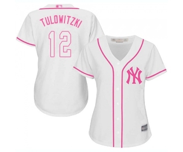 Women's New York Yankees #12 Troy Tulowitzki Authentic White Fashion Cool Base Baseball Jersey