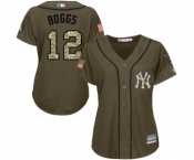 Women's New York Yankees #12 Wade Boggs Authentic Green Salute to Service Baseball Jersey