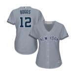 Women's New York Yankees #12 Wade Boggs Authentic Grey Road Baseball Jersey