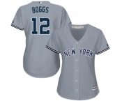 Women's New York Yankees #12 Wade Boggs Authentic Grey Road Baseball Jersey