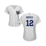 Women's New York Yankees #12 Wade Boggs Authentic White Home Baseball Jersey