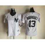 Women's New York Yankees #13 Alex Rodriguez Majestic White Cool Base Player Jersey