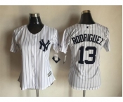 Women's New York Yankees #13 Alex Rodriguez Majestic White Cool Base Player Jersey