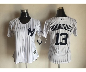 Women's New York Yankees #13 Alex Rodriguez Majestic White Cool Base Player Jersey