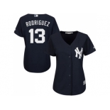 Women's New York Yankees #13 Alex Rodriguez Navy Blue Alternate Stitched MLB Jersey