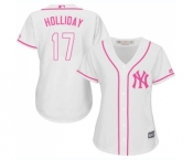 Women's New York Yankees #17 Matt Holliday Authentic White Fashion Cool Base Baseball Jersey