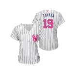 Women's New York Yankees #19 Masahiro Tanaka White Home 2016 Mother's Day Cool Base Jersey