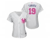 Women's New York Yankees #19 Masahiro Tanaka White Home 2016 Mother's Day Cool Base Jersey