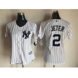 Women's New York Yankees #2 Derek Jeter Majestic White Cool Base Player Jersey