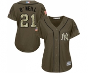 Women's New York Yankees #21 Paul O'Neill Authentic Green Salute to Service Baseball Jersey