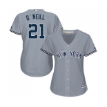 Women's New York Yankees #21 Paul O'Neill Authentic Grey Road Baseball Jersey