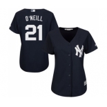 Women's New York Yankees #21 Paul O'Neill Authentic Navy Blue Alternate Baseball Jersey