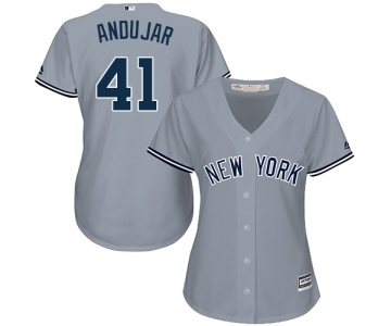 Women's New York Yankees #41 Miguel Andujar Authentic Grey Road Baseball Jersey