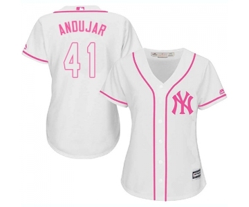 Women's New York Yankees #41 Miguel Andujar Authentic White Fashion Cool Base Baseball Jersey