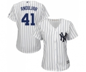 Women's New York Yankees #41 Miguel Andujar Authentic White Home Baseball Jersey