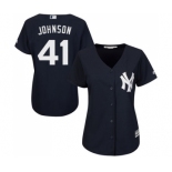 Women's New York Yankees #41 Randy Johnson Authentic Navy Blue Alternate Baseball Jersey