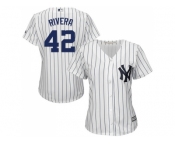 Women's New York Yankees #42 Mariano Rivera White Strip Fashion Stitched MLB Jersey