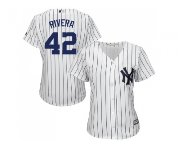 Women's New York Yankees #42 Mariano Rivera White Strip Fashion Stitched MLB Jersey