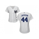 Women's New York Yankees #44 Reggie Jackson White Strip Home Stitched MLB Jersey