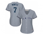 Women's New York Yankees #7 Mickey Mantle Grey Road Stitched MLB Jersey