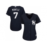 Women's New York Yankees #7 Mickey Mantle Navy Blue Alternate Stitched MLB Jersey