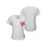 Women's New York Yankees White Home 2016 Mother's Day Cool Base Team Jersey