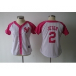 women mlb jerseys new york yankees #2 jeter whitepink[2012]