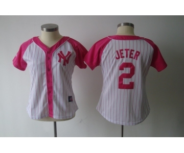 women mlb jerseys new york yankees #2 jeter whitepink[2012]