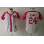 women mlb jerseys new york yankees #24 cano white pink[2012]