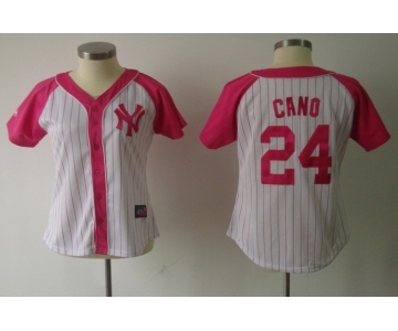 women mlb jerseys new york yankees #24 cano white pink[2012]