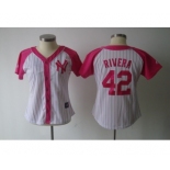 women mlb jerseys new york yankees #42 rivera white pink[2012]