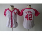 women mlb jerseys new york yankees #42 rivera white pink[2012]