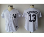 women mlb new york yankees #13 rodriguez white[black strip]