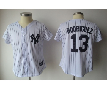 women mlb new york yankees #13 rodriguez white[black strip]