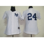 women mlb new york yankees #24 robinson cano white[black strip]