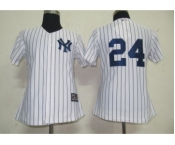 women mlb new york yankees #24 robinson cano white[black strip]